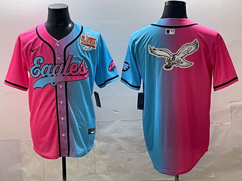 Men 2025 Philadelphia Eagles Blank Blue pink Nike Limited NFL Jersey style 014->dallas cowboys->NFL Jersey